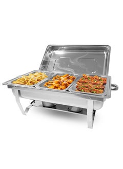 Buy Chafing Dish Buffet Set, Catering Serve Chafer with 3 1/3 Size Food Pans, Stainless Steel Chafer and Buffet Warmer Set for Parties, Wedding, Birthday in UAE