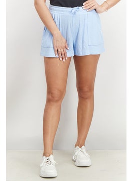 Buy Women Textured Basic Shorts, Sky Blue in Saudi Arabia