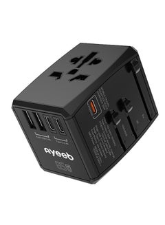 Buy PD65W Multifunctional Portable Universal International Travel Power Adapter,All in one Safety USB Type C Port Fast Charger Plug Converter in Business Black Color charging electronics in UAE