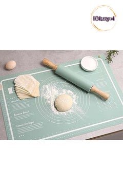 Buy "LUKSYOL Mint Green Silicone Baking Mat - Non-Stick, Skidproof, Waterproof Measurement, Large 65x45cm - Versatile Kitchen and Crafting Tool for Baking, Kneading,  - Heat Resistant, Easy to Clean . in UAE