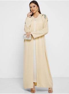 Buy V-Neck Embroidered Abaya in UAE