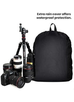 Buy Camera Backpack,Waterproof Camera Bag,Large Capacity Camera Case with 15 Inch Laptop Compartment Rain Cover for Women Men Photographer Lens Tripod in UAE