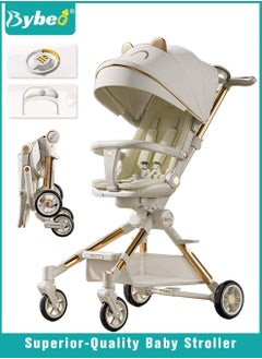 Buy Lightweight Baby Stroller, Multifunctional Travel Cabin, One-Hand Folding Babies Strollers for Newborn, Infant, Kids with Dinner Plate, Steering Wheel toy, Sunshade and Reversible Reclining Seat in UAE