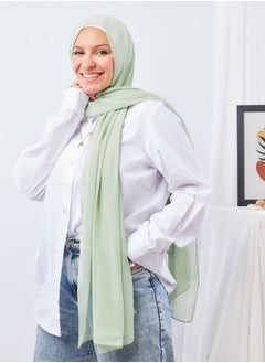 Buy Plain Wide Crinckled Chiffon Light GReen For Women in Egypt