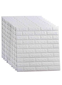 Buy 3D Wall Stickers 10PCS Self-Adhesive Waterproof PE Foam Panels for Living Room, Bedroom & TV Wall Decor White Brick Design Wallpaper Tiles for Home Decor in UAE