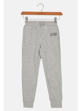 اشتري Kids Girl Drawstring Brand Logo Jogger Pants, Heather Grey في الامارات