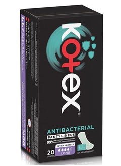 Buy Kotex Antibacterial Long 20 Panty Liners in UAE