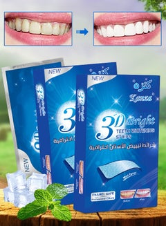 اشتري 2 Boxes 3D Bright Teeth Whitening Strips Safe Formula 100% Genuine Branded PAP+ Teeth Whitening Strips 28 Treatments Professional Teeth Whitener for Teeth Enamel & Stains Removal | Unisex في الامارات