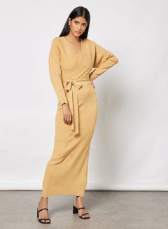 Buy Wrap Knitted Maxi Dress in UAE