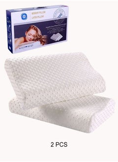 Buy 2 Piece Memory Foam Neck Support for Relaxing Cervical Relief Ultimate Comfort Dream Pillow with white Beauty Gift Box in UAE