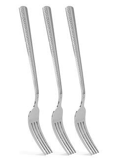 Buy 3-Piece Dinner Fork 20cm, Stainless Steel Cutlery Set Flor Series in UAE