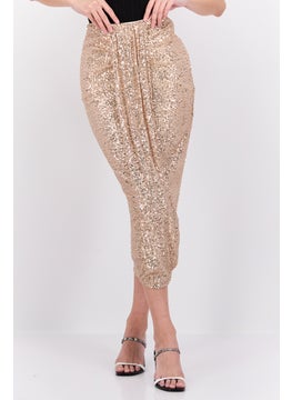 اشتري Women Sequin Pleated Midi Skirt, Dusty Peach في الامارات