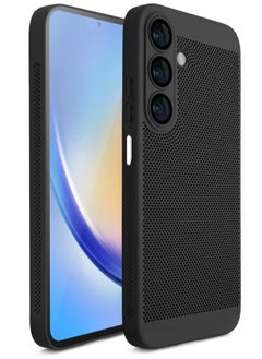 Buy Heat Dissipation Case with Built in Camera Lens Protector Slim Fit Breathable Cooling Anti Fingerprint Hard PC Back ShockproofCover For Samsung Galaxy A55 (Black) in Egypt