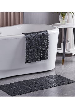 اشتري Non-Slip Bathtub Mat, Extra Large Pebble Bathtub Mat, Pebble Pattern Bath Mat, with Drain Holes and Suction Cups, Anti Slip Shower Matt, 88 * 40cm, Black في الامارات