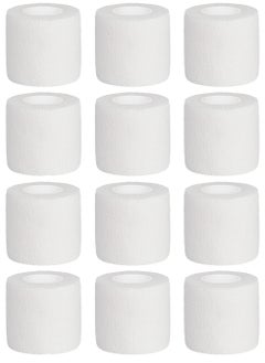 Buy 12 Rolls White Self Adherent Bandage Wrap - 2" x 5 Yards - Breathable & Elastic - Ideal for Sports, Wrist, Ankle, Tattoos - Vet Tape - Adhesive Bandage for Long-lasting Support in UAE