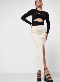 Buy Pocket Detail Slit Skirt in UAE