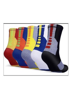 اشتري 5 Pairs Mens Athletic Crew Socks Basketball Cushioned Thick Sport Long Compression Socks في السعودية