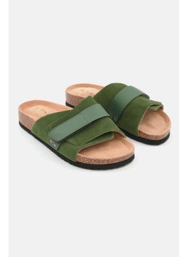 Buy Men Slip On Suede Cork Sandals, Green in UAE