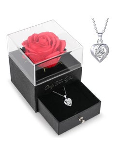 Buy Eternal Rose with Gift Box, Cute Preserved Rose Set with I Love You Necklace, for Mom Wife Girlfriend on Anniversary Birthday Day Romantic Gifts for Her in Saudi Arabia