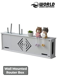 Buy Stylish Wall-Mounted Router Rack for Wi-Fi Router, Set-Top Box, Light Cat Box, and More, Includes Doors and Patch Panel Shielding Box for Neat Storage, White. in UAE