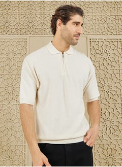 اشتري Premium Cotton Ribbed Knit Relaxed Polo في السعودية