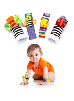 Buy Baby Rattle Toy Wrist and Sock Set of 4, Baby Developmental Toys for Newborn Baby Foot Finding Sensory Set in Saudi Arabia