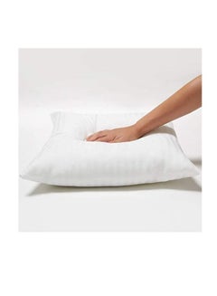 Buy Maestro 2 Pcs Stripe Hotel Cushion90 GSM outer fabric, 350 grams with Microfiber filling, Size: 40 x 40, White in UAE