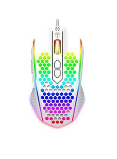 اشتري Honeycomb Wired Gaming Mouse, RGB Backlight and 8000 Adjustable DPI,Ergonomic and Lightweight USB Computer Mouse with High Precision Sensor for Windows PC & Laptop Gamers (White) في الامارات