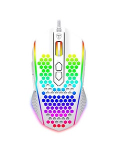 اشتري Honeycomb Wired Gaming Mouse, RGB Backlight and 8000 Adjustable DPI,Ergonomic and Lightweight USB Computer Mouse with High Precision Sensor for Windows PC & Laptop Gamers (White) في الامارات