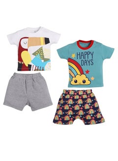 اشتري BABY GO Half Sleeve Casual Cotton Baby Boy Dress Pack of 2 T-shirts with Shorts في الامارات
