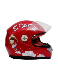 Buy Red Children Full Face Safety Helmet | Protective Neck Roll Wrapped Safe Riding Helmet | Dual Density EPS Lightweight & Breathable Helmet | Protective Helmet with Scratch-Resistant Outer Visor, 1 PC in UAE