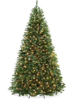 اشتري NIBEMINENT Christmas Tree With light, Artificial Tree 180CM Christmas Tree 6ft for Home, Office, Party Decoration w/ 1200 Branch Tips, 300 Warm White & Multi-Color Lights, Metal Hinges & Base, Green في الامارات