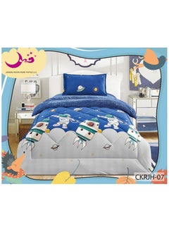 Buy Comforter Set Soft Velvet Winter Bedspread lined With fur With Children's Drawings, 3 pieces, Single size in Saudi Arabia