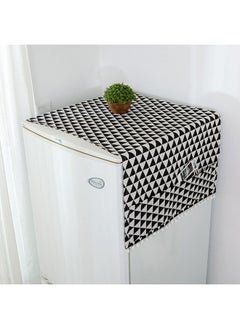 اشتري Fridge Dust-Proof Cotton Cover Multi-Purpose Washing Machine Top Cover with Storage Pockets for Pods Home and Kitchen (Black Pattern) في الامارات