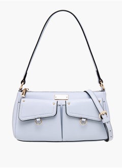 اشتري Solid Shoulder Bag with Zip Closure and Adjustable Handle في الامارات