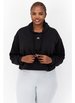 اشتري Women Plus Size Sportswear Fit Embroidered Hoodie, Black في الامارات