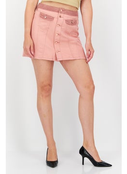 Buy Women Plain Denim Mini Skirt, Dirty Pink in UAE