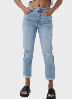 Buy High Waist Ripped Jeans in Saudi Arabia