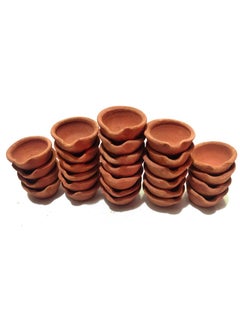 Buy Natural Clay Traditional Diwali Ke Diye | Earthen Clay Diya | Mitti Ka Diva | Diyas For Pooja (Set Of 24) in UAE