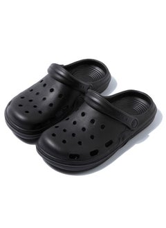 Buy Soft Comfortable Solid Color Casual Beach Sandal Outdoor Non Slip Closed Toe Slippers Black in Saudi Arabia