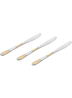 اشتري Lunox 3-Piece Table Knife Set, Silver & Gold - 21.5 cm في الامارات