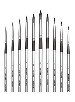 Buy Artist Watercolor Paint Brushes, 10 PCS Round Pointed Tip Paint Brushes Set for Water Color, Acrylic Oil, Gouache, Ink, Detail, Tempera, By Number Model Art Paintbrush in Saudi Arabia