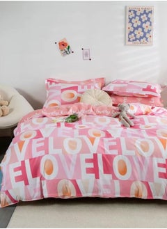 Buy Pink Love Design Various Sizes Without Filler Bedding Set in UAE