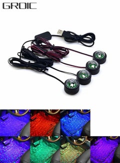 Buy Car LED Lights 4PCS 7 Color LED RGBIC Car Strip Lights Car Interior Lights, 7 Color Gradient DIY USB Powered Under Dash Trim Lights for Car in UAE
