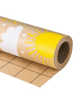 اشتري Kraft Wrapping Paper Roll Mini Roll Sun And Cloud Design Great For Birthday Party Baby Shower 17 Inches X 32.8 Feet في الامارات