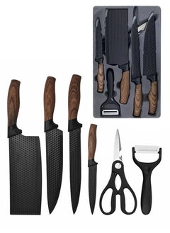 Buy Knife set diamond pattern Set Chef Knife Block Cutting Sets Black Professional Kitchen Knife Set High Carbon Stainless Steel in UAE