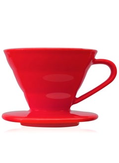Buy V60 Ceramic Dripper 1-2 Cup Made of High Fired Ceramic Material Pour Over Coffee Maker Slow Brewing Home Office Cafe Strong Flavour Brewer Red Size 01 in Saudi Arabia
