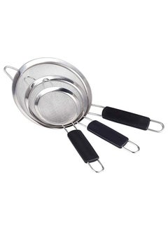 اشتري 3 Piece Set Of Black Handle Stainless Steel Food Filter Mesh Leakage في الامارات