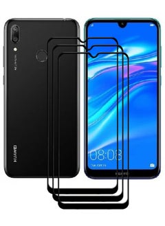 Buy 3 Pieces Antistatic ESD Dustproof Premium Quality High Definition Tempered Glass Screen Protector Designed For Huawei Y7 (2019) in UAE