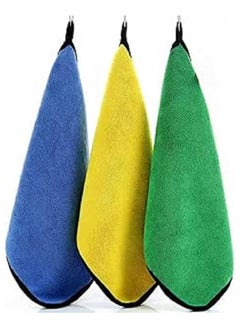 اشتري Microfiber towel, 3 pieces, multi-colored, for cleaning surfaces, with high water absorption capacity, 3 * 1 في مصر